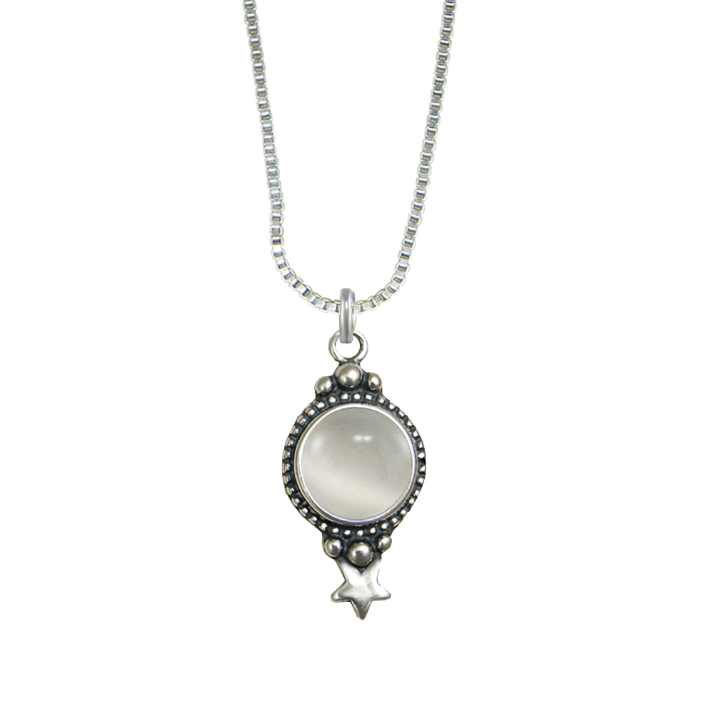 Sterling Silver Gemstone Necklace With White Moonstone